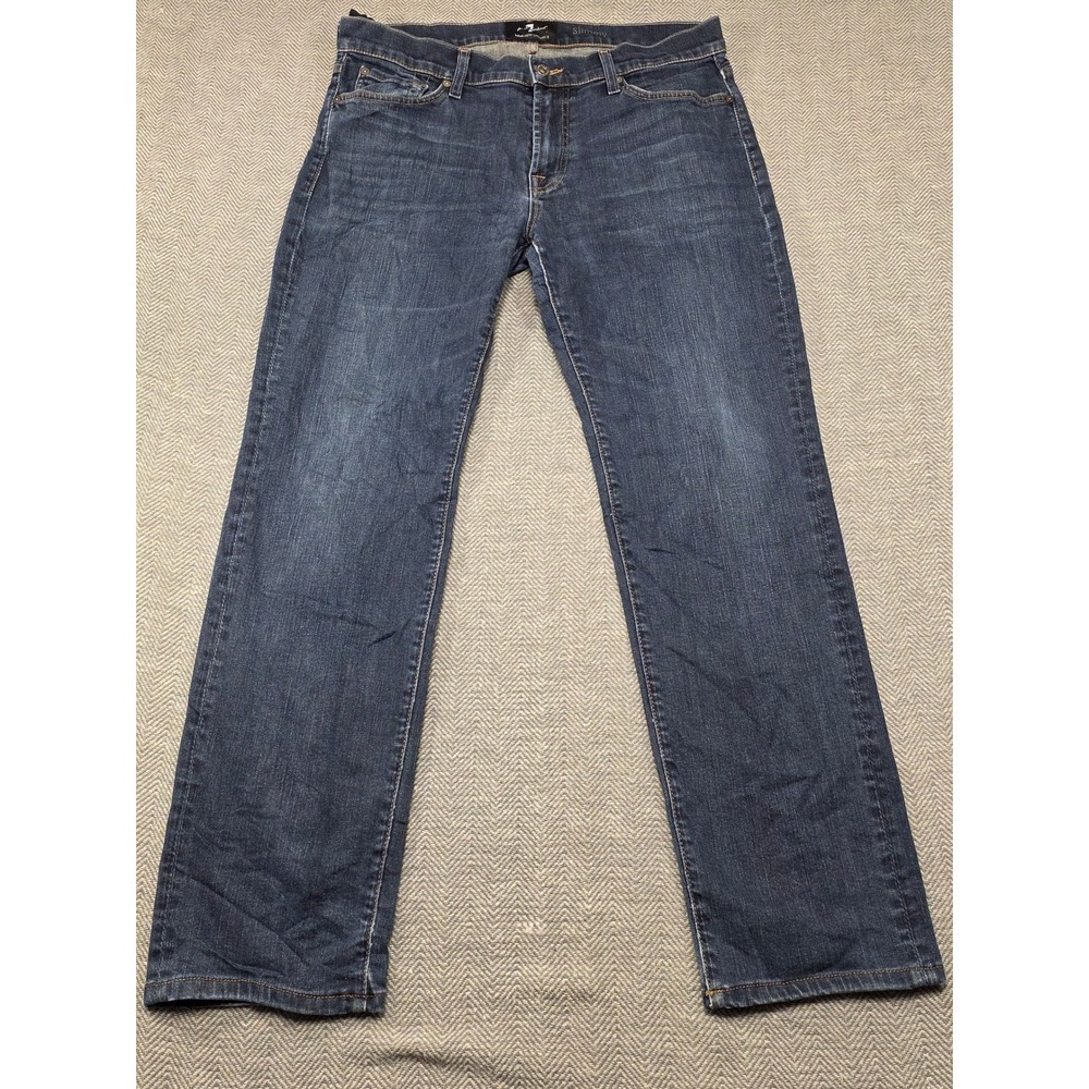 7 For All Mankind Slimmy Luxe‎ Performance Mens Dark Wash Slim Fit Jeans 36x29